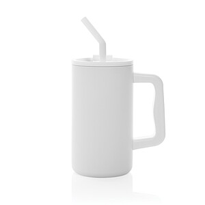 Hrnek s brčkem 800 ml z recyklované oceli s certifikací RCS, bílá
