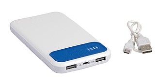 JAWA Plastová powerbanka s kapacitou 10000 mAh, bílá/modrá - reklamní předměty