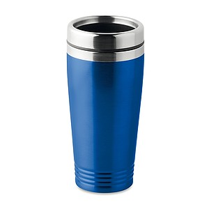 KAKADU Dvoustěnný termohrnek, nerezový s plastovým víčkem, objem 400 ml, modrá - ekologické reklamní předměty