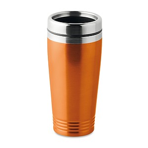 KAKADU Dvoustěnný termohrnek nerezový s plastovým víčkem, objem 400 ml, oranžová