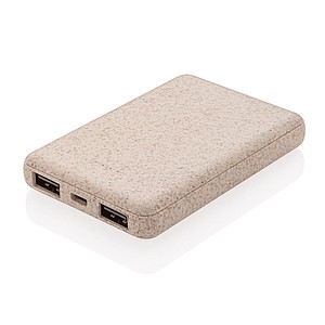 Kapesní powerbanka 5 000 mAh z pšeničné slámy, hnědá - reklamní předměty