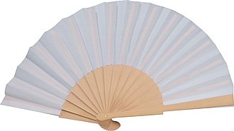 KARTET Skládací vějíř, kombinace dřeva a papíru, bílá - ekologické reklamní předměty