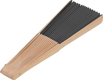 KARTET Skládací vějíř, kombinace dřeva a papíru, černá