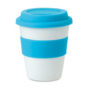 Kelímek se silikonovým úchopem a víčkem, 350 ml, tyrkysová