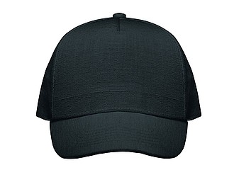 KENDIR Pětipanelová baseballová kšiltovka z konopné látky, černá