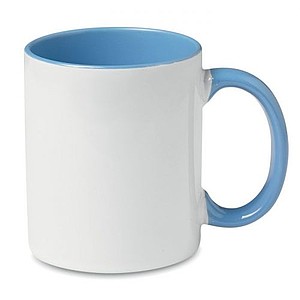 Keramický hrnek 300ml bílý, ucho a vnitřní část modrá