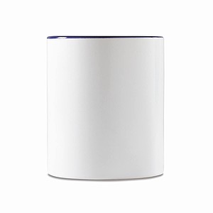 Keramický hrnek 300ml bílý, ucho a vnitřní část námořní modrá