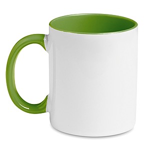 Keramický hrnek 300ml bílý, ucho a vnitřní část zelená - reklamní hrnky