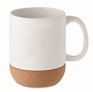 Keramický hrnek, 300ml, s korkovým dnem, bílý - reklamní hrnky