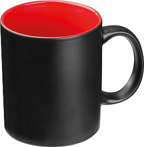 Keramický hrnek, 300ml, z venku černý, zevnitř červený - reklamní hrnky