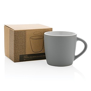 Keramický hrnek o objemu 300ml s bílým vnitřkem, šedý