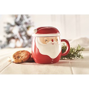 Keramický hrnek s víčkem, motiv Santa Claus, 370ml