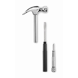 Kladivo a šroubovák z ocele, stříbrná