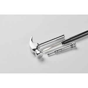 Kladivo a šroubovák z ocele, stříbrná