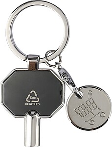 Klíčenka s mincí na nákup, černá - reklamní předměty