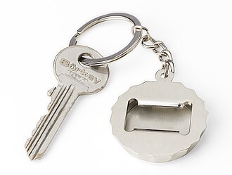 Klíčenka s otvírákem, hnědá