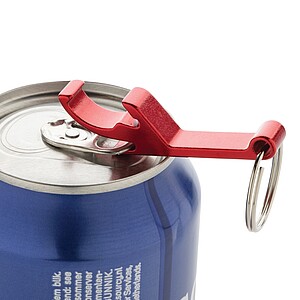 Klíčenka s otvírákem z RCS recyklovaného hliníku, červená