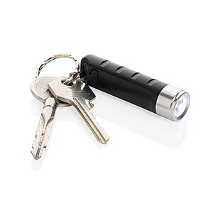 Klíčenka s USB dobíjitelnou svítilnou Globix z RCS plastu, černá