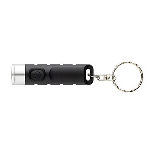 Klíčenka s USB dobíjitelnou svítilnou Globix z RCS plastu, černá