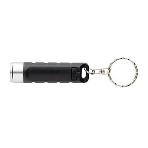 Klíčenka s USB dobíjitelnou svítilnou Globix z RCS plastu, černá