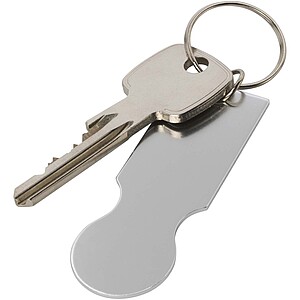 Klíčenka s žetonem do nákupního vozíku, stříbrný