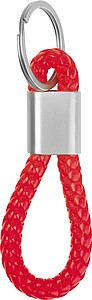 Kovová klíčenka se šňůrkou, červená