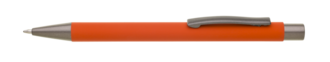 Kovová propiska s pogumovaným povrchem, oranžová