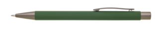 Kovová propiska s pogumovaným povrchem, tmavě zelená