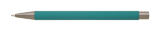Kovová propiska s pogumovaným povrchem, tyrkysová