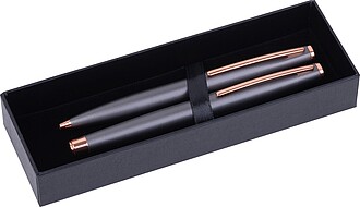 Kovová psací sada CrisMa, tmavě šedá - propisky s potiskem