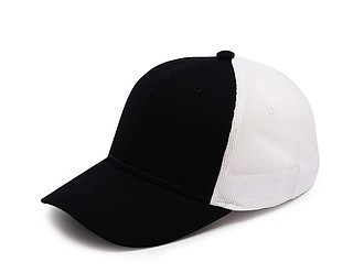 Kšiltovka se síťovanou zadní částí, bílá/černá - reklamní kšiltovky