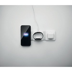 KYNTORA Skládací plastová nabíječka 3v1, 3 nabíjecí plochy, bílá