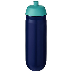 Láhev na pití 750ml, tělo je modré z pružného plastu, víčko je tyrkysové