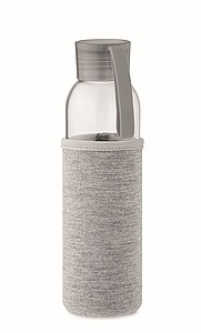 Láhev na pití z recyklovaného skla, neoprenový rukáv, 500ml, šedá
