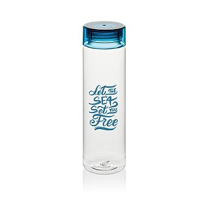 Láhev na pití z RPET, 600ml, transparentní s modrým víčkem