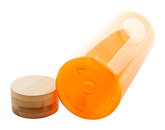 Láhev na pití z RPET s bambusovým víčkem, 500ml, oranžová
