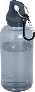 Láhev z recyklovaného plastu s karabinou, 400 ml, modrošedá