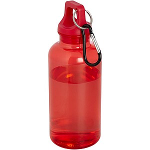 Láhev z recyklovaného plastu s karabinou, 400ml, červená