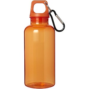 Láhev z recyklovaného plastu s karabinou, 400ml, oranžová