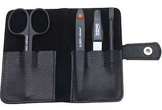 LANTAS Malá manikúra v koženém pouzdře na zip, černá - reklamní předměty