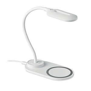 LATAKA Stolní lampa s LED světly a 10W bezdrátovou nabíječkou, bílá - reklamní předměty