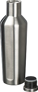 Lesklá nerezová láhev na vodu, objem 500 ml, tmavě šedá - reklamní předměty