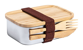 Lunchbox 600ml, nerez a bambus s příborem - reklamní předměty