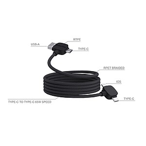 Magnetický kabel Urban Vitamin Stockton 65W z rec. TPE/PET, černá
