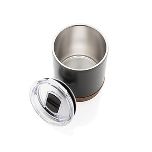 Malý termohrnek, 180ml, nerezový s korkovým dnem, černý