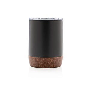 Malý termohrnek, 180ml, nerezový s korkovým dnem, černý
