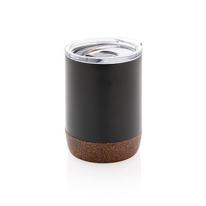 Malý termohrnek, 180ml, nerezový s korkovým dnem, černý