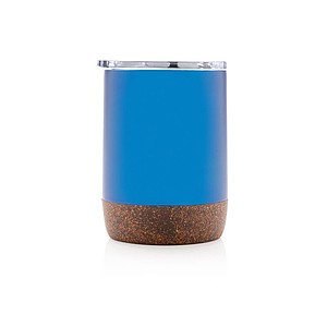 Malý termohrnek, 180ml, nerezový s korkovým dnem, modrý