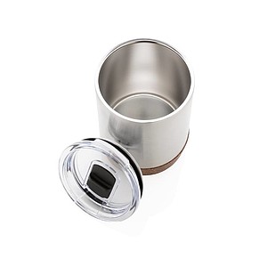 Malý termohrnek, 180ml, nerezový s korkovým dnem, stříbrný
