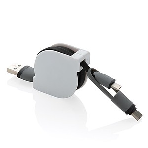 MARETIM Svinovací nabíjecí kabel 3 v 1, černá - reklamní předměty